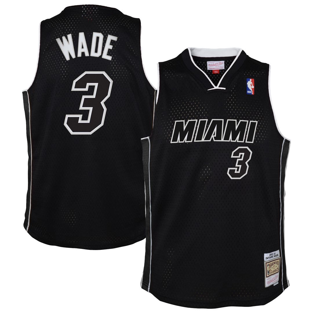Miami Heat Dwyane Wade Mitchell & Ness Youth 2011/12 Hardwood Classics Swingman Alternate Jersey - Black
