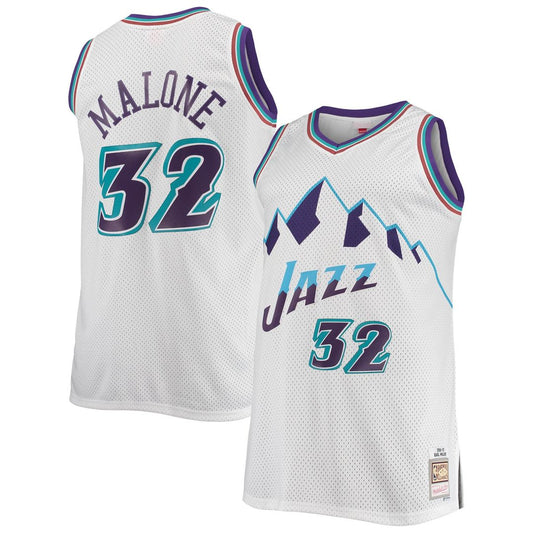 Utah Jazz Karl Malone Mitchell & Ness 1996/97 Big & Tall Hardwood Classics Swingman Jersey - White