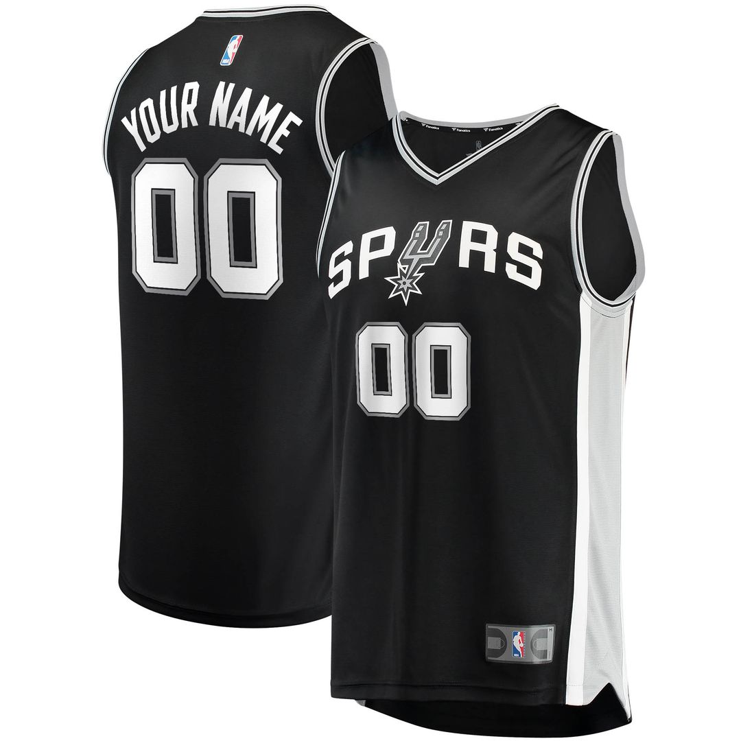 San Antonio Spurs Fanatics Fast Break Custom Replica Jersey Black - Icon Edition