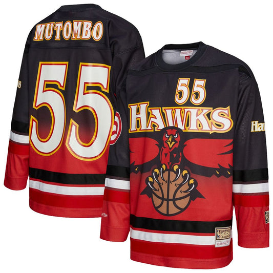 Atlanta Hawks Dikembe Mutombo Mitchell & Ness Unisex Maxxed Out Fashion Hockey Jersey - Red