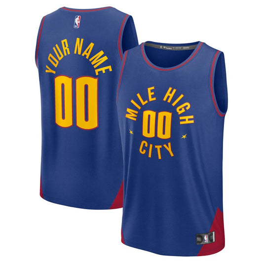 Denver Nuggets Fanatics Youth Fast Break Custom Replica Jersey - Blue - Statement Edition
