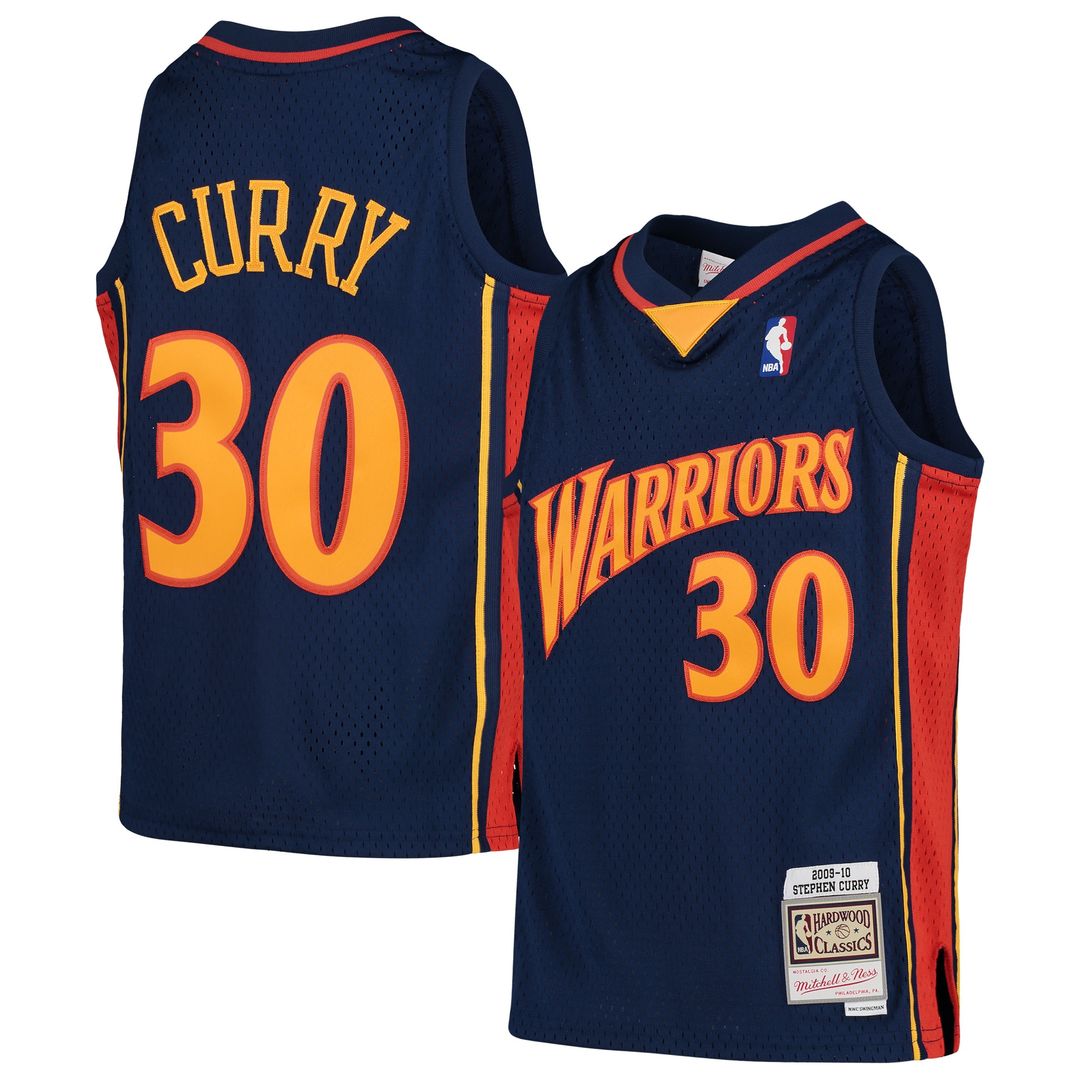 Golden State Warriors Stephen Curry Mitchell & Ness Youth 2009 - 10 Hardwood Classics Swingman Throwback Jersey - Navy