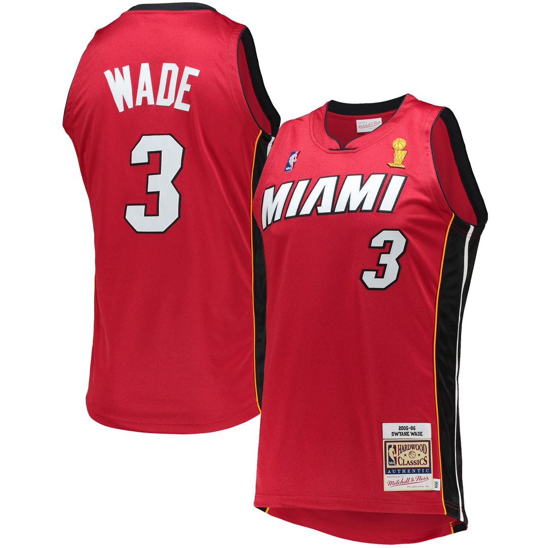 Miami Heat Dwyane Wade Mitchell & Ness 2005 - 06 Hardwood Classics Authentic Jersey - Red