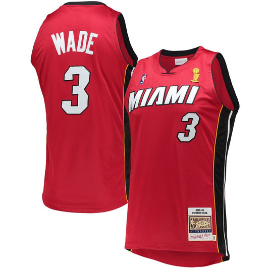 Miami Heat Dwyane Wade Mitchell & Ness 2005 - 06 Hardwood Classics Authentic Jersey - Red