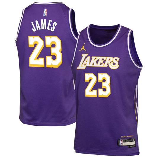 Los Angeles Lakers LeBron James Jordan Brand Youth Swingman Jersey - Statement Edition - Purple