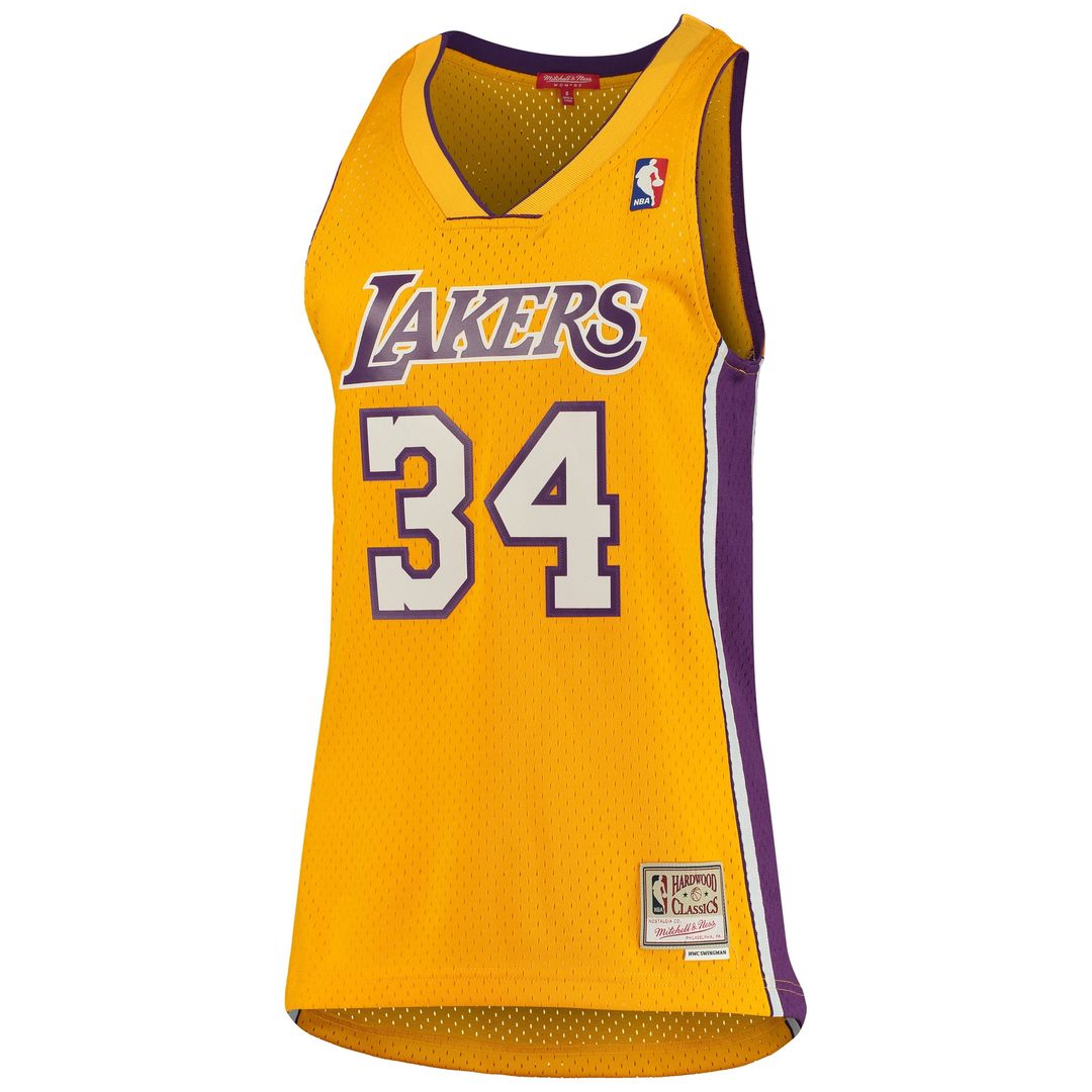 Los Angeles Lakers Shaquille O'Neal Mitchell & Ness Women's 1999/00 Hardwood Classics Swingman Jersey - Gold