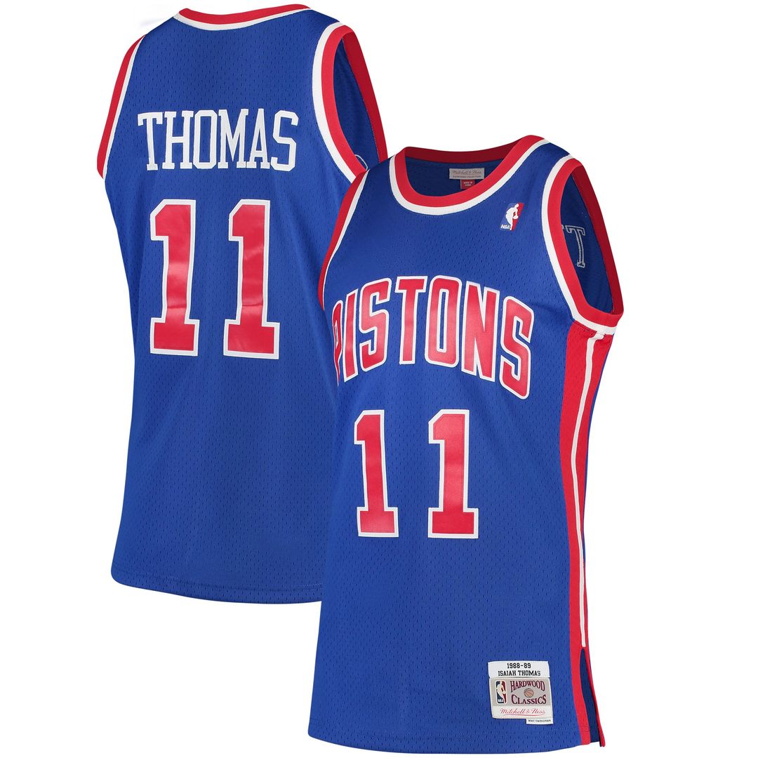 Detroit Pistons Isiah Thomas Mitchell & Ness 1988/89 Hardwood Classics Swingman Jersey - Blue