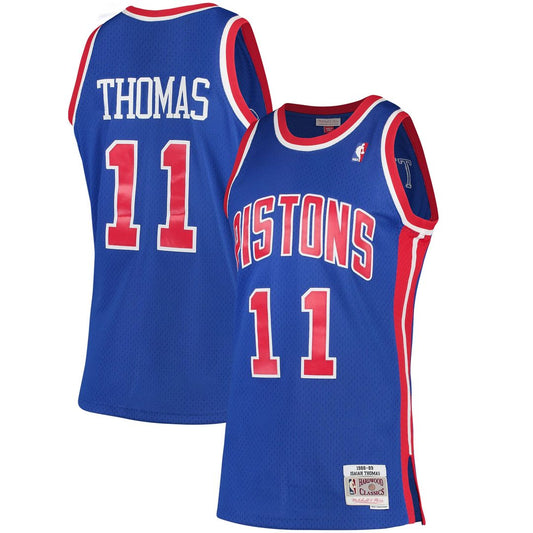 Detroit Pistons Isiah Thomas Mitchell & Ness 1988/89 Hardwood Classics Swingman Jersey - Blue