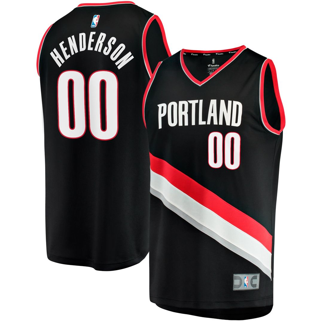 Portland Trail Blazers Scoot Henderson Fanatics Fast Break Replica Jersey - Icon Edition - Black
