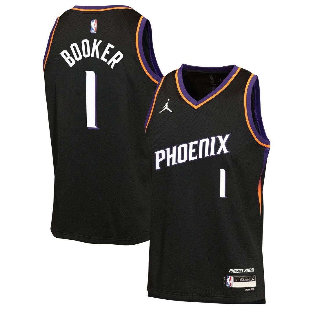 Phoenix Suns Devin Booker Jordan Brand Youth Swingman Jersey - Statement Edition - Black