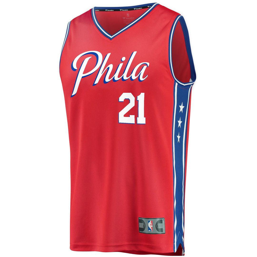 Philadelphia 76ers Joel Embiid Fanatics Youth 2019/20 Fast Break Replica Player Team Jersey - Statement Edition - Red