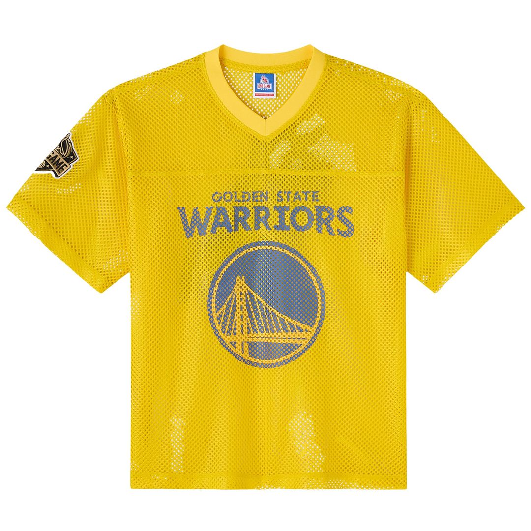 Golden State Warriors OVO x NBA Mesh Football Fashion Jersey - Gold