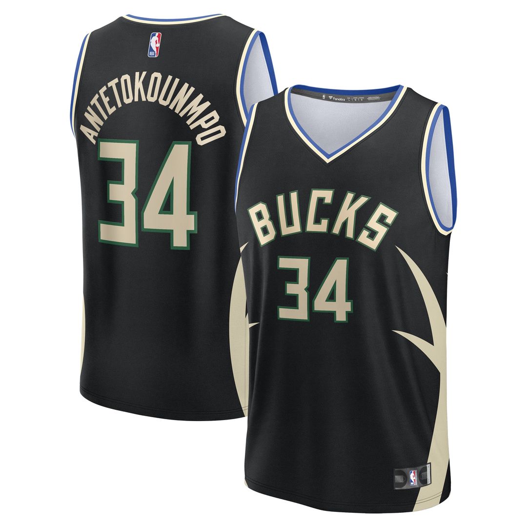 Milwaukee Bucks Giannis Antetokounmpo Fanatics Fast Break Replica Player Jersey - Statement Edition - Black