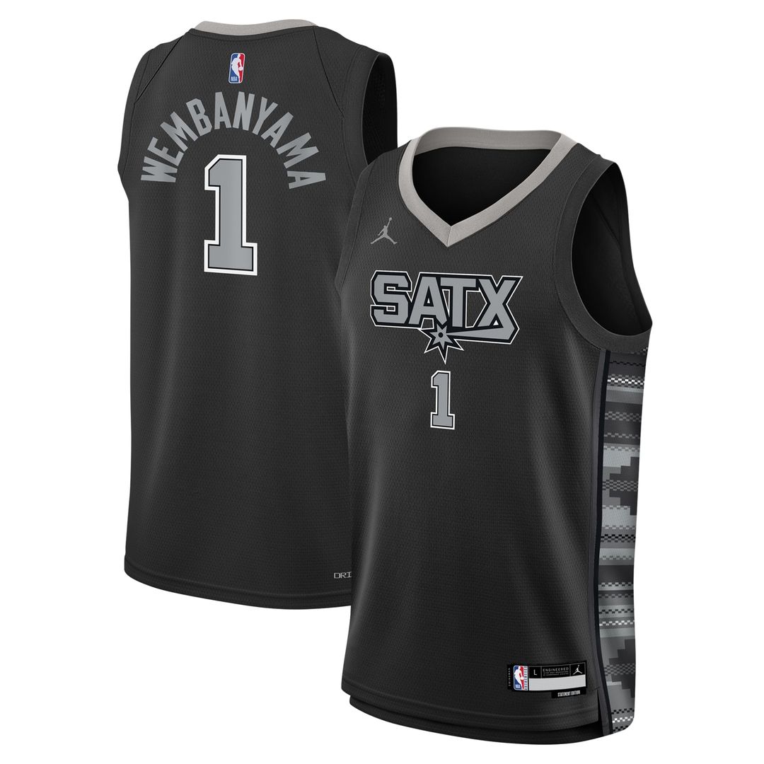 San Antonio Spurs Victor Wembanyama Jordan Brand Youth Swingman Jersey - Statement Edition - Black