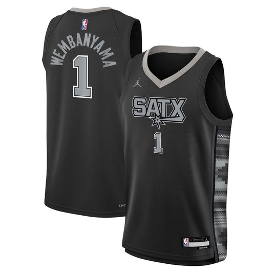 San Antonio Spurs Victor Wembanyama Jordan Brand Youth Swingman Jersey - Statement Edition - Black