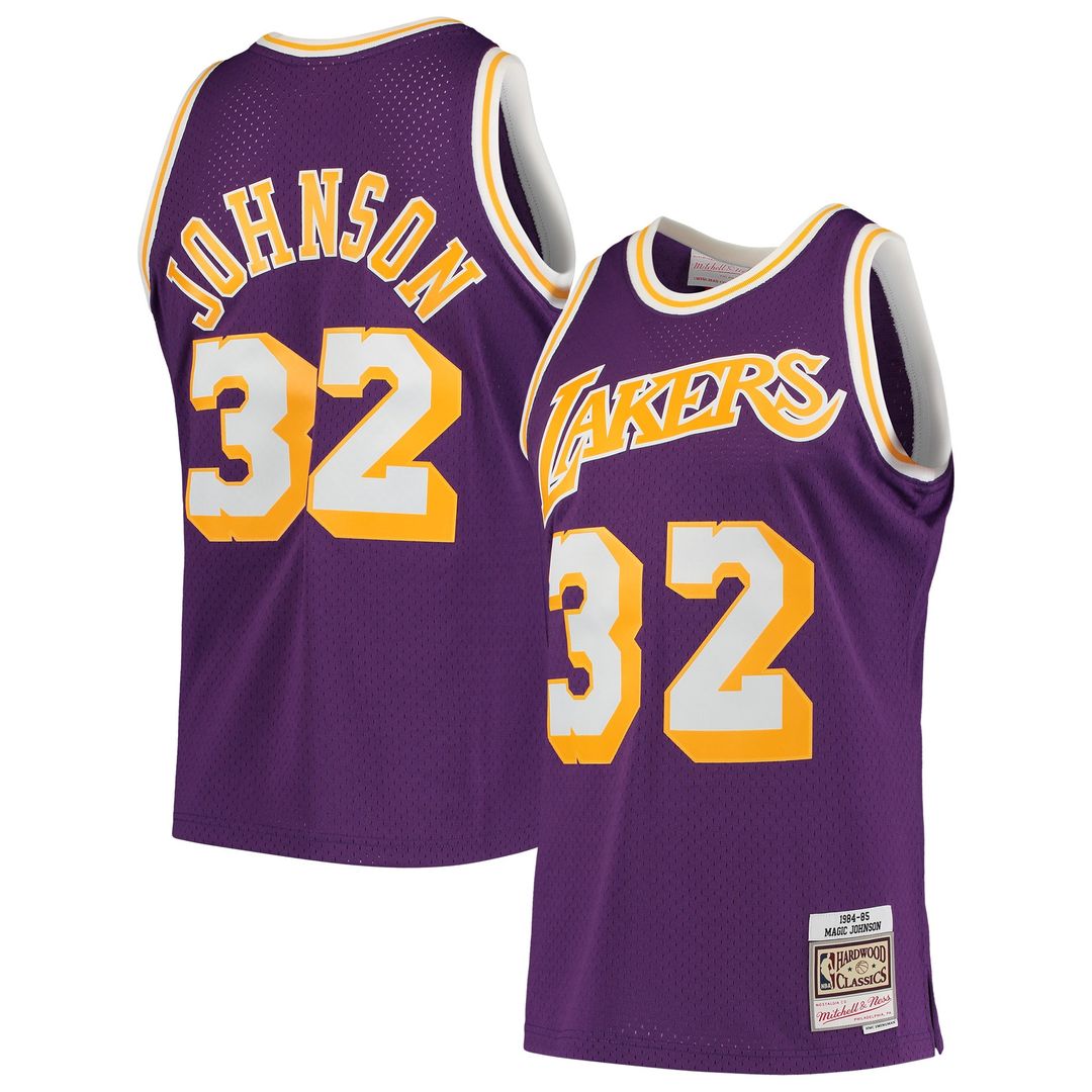 Los Angeles Lakers Magic Johnson Mitchell & Ness 1984/85 Hardwood Classics Swingman Jersey - Purple
