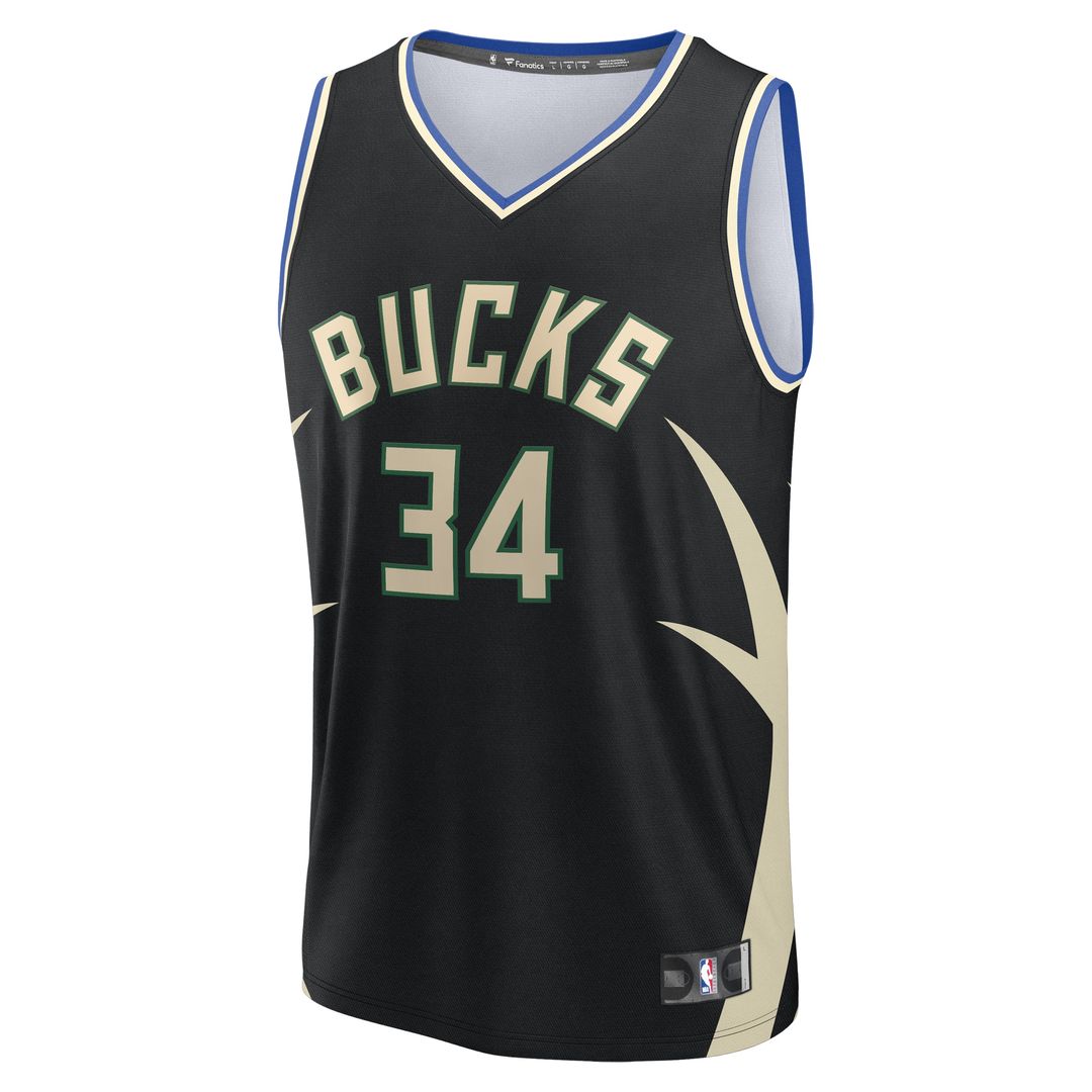 Milwaukee Bucks Giannis Antetokounmpo Fanatics Fast Break Replica Player Jersey - Statement Edition - Black