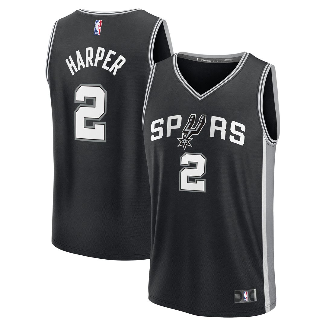 San Antonio Spurs Dylan Harper Fanatics 2025 NBA Draft First Round Pick Fast Break Replica Jersey - Icon Edition - Black