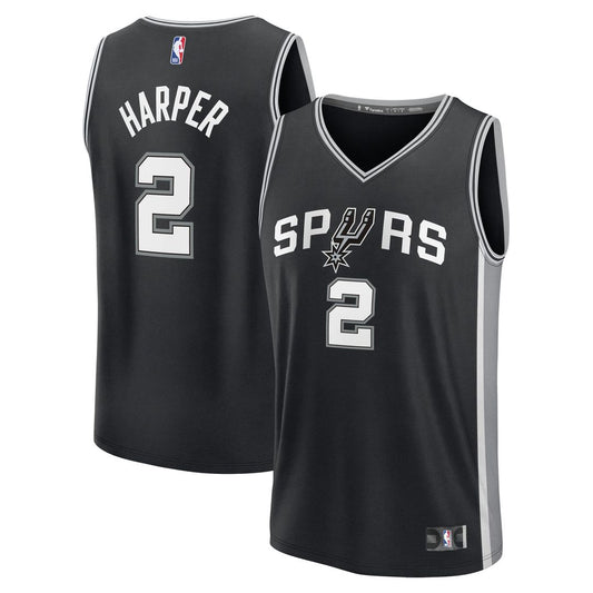 San Antonio Spurs Dylan Harper Fanatics 2025 NBA Draft First Round Pick Fast Break Replica Jersey - Icon Edition - Black