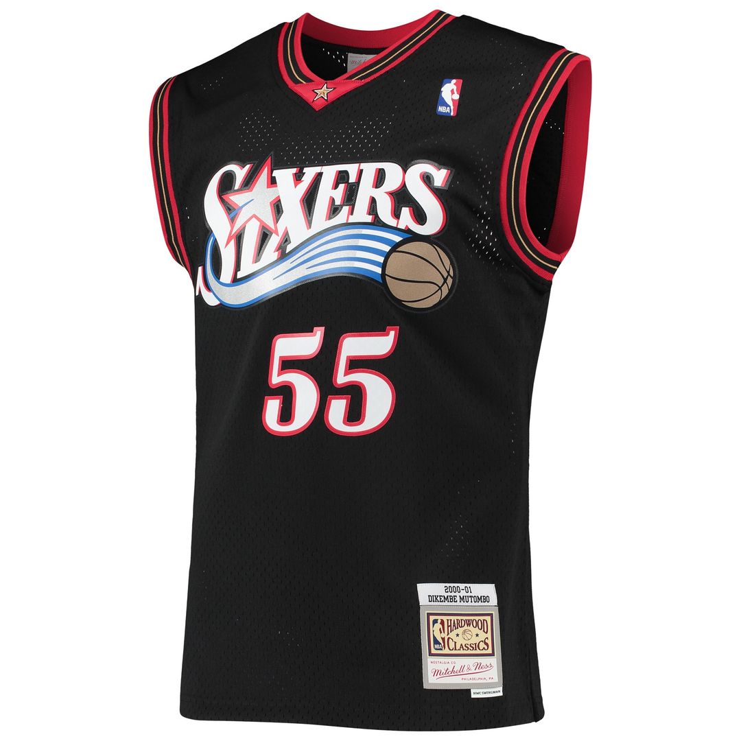 Philadelphia 76ers Dikembe Mutombo Mitchell & Ness Hardwood Classics Swingman Jersey - Black