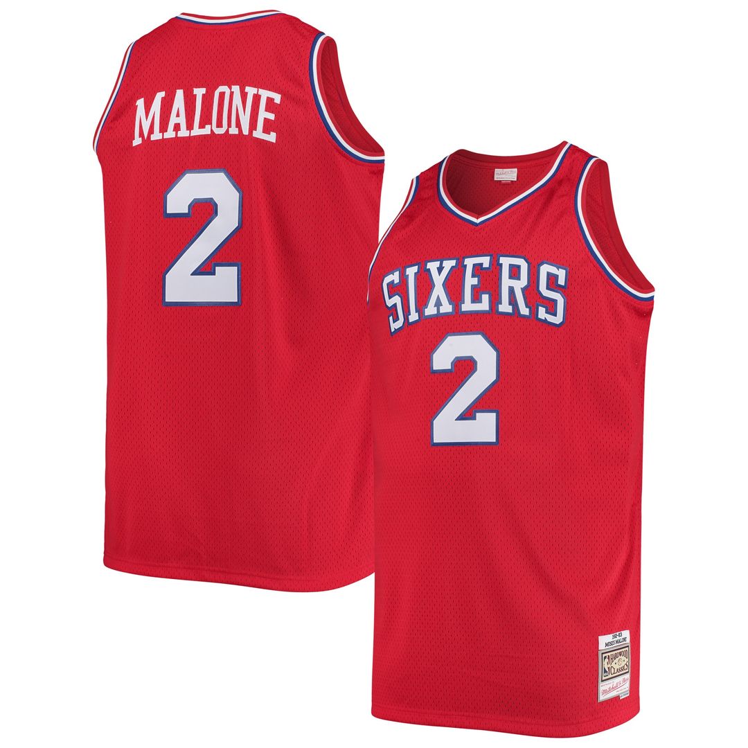 Philadelphia 76ers Moses Malone Mitchell & Ness 1982/83 Big & Tall Hardwood Classics Swingman Jersey - Red