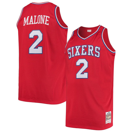 Philadelphia 76ers Moses Malone Mitchell & Ness 1982/83 Big & Tall Hardwood Classics Swingman Jersey - Red