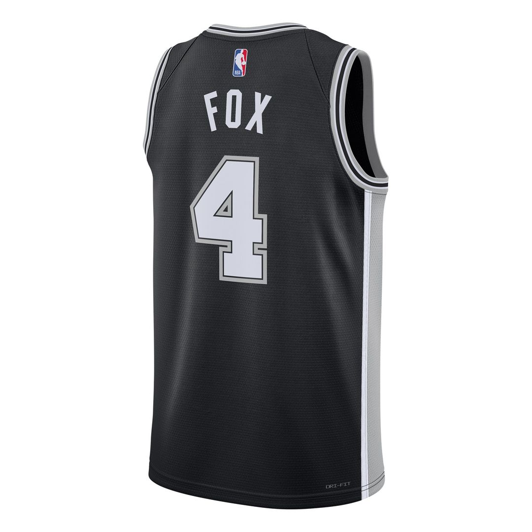 San Antonio Spurs De'Aaron Fox Nike Unisex Swingman Player Jersey - Icon Edition - Black