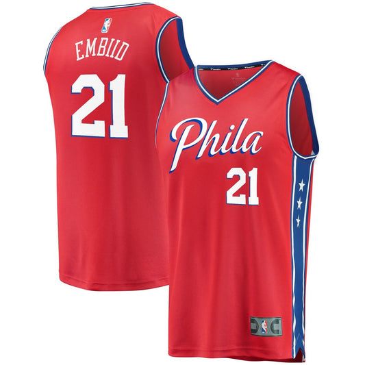 Philadelphia 76ers Joel Embiid Fanatics Youth 2019/20 Fast Break Replica Player Team Jersey - Statement Edition - Red
