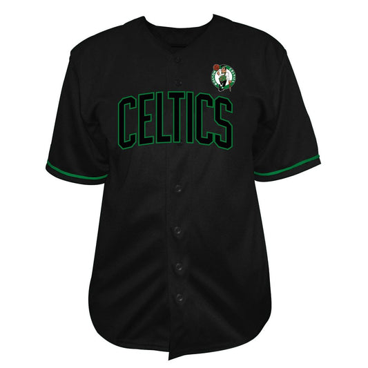 Boston Celtics Fanatics Big & Tall Pop Full - Button Baseball Jersey - Black