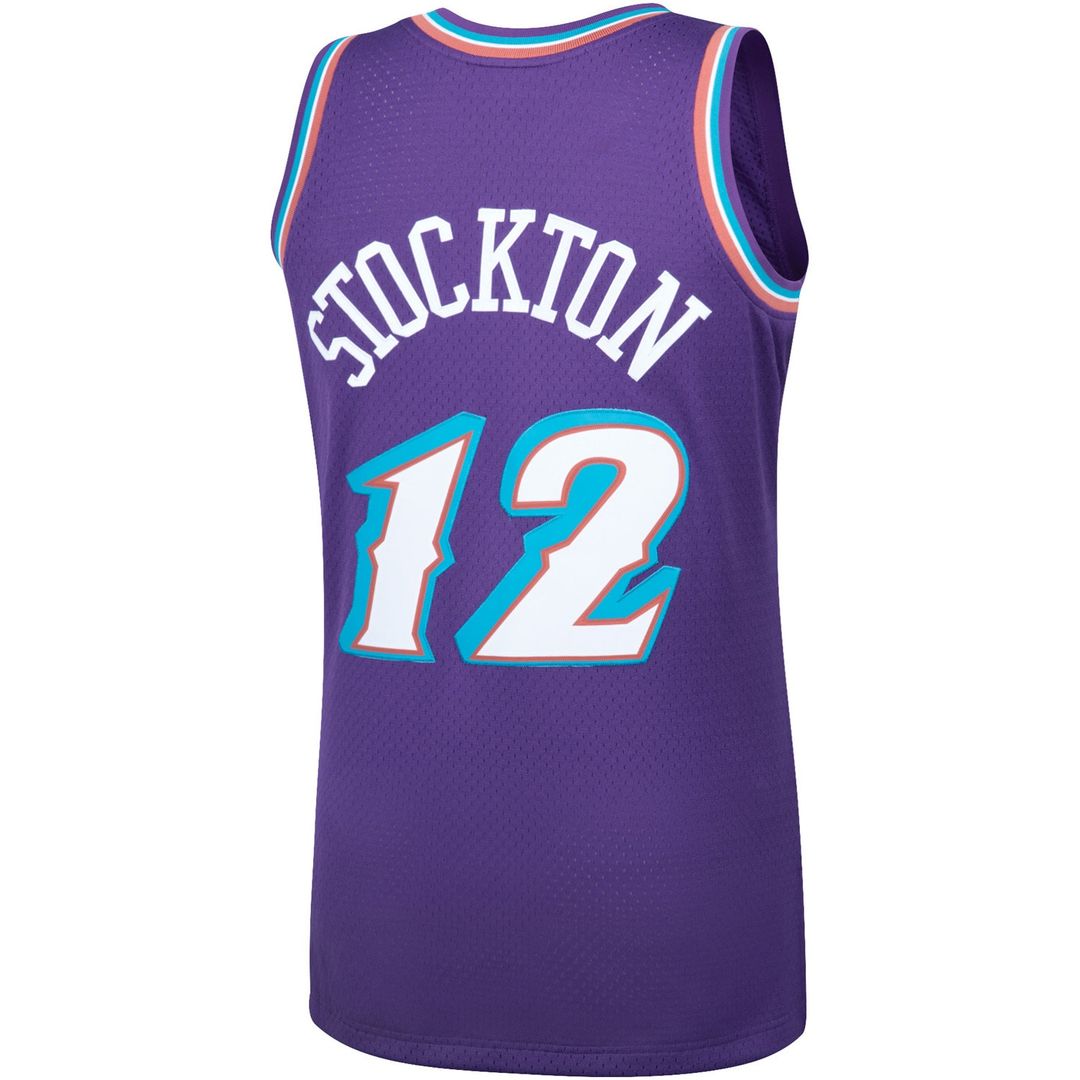 Utah Jazz John Stockton Mitchell & Ness Hardwood Classics Swingman Jersey - Purple