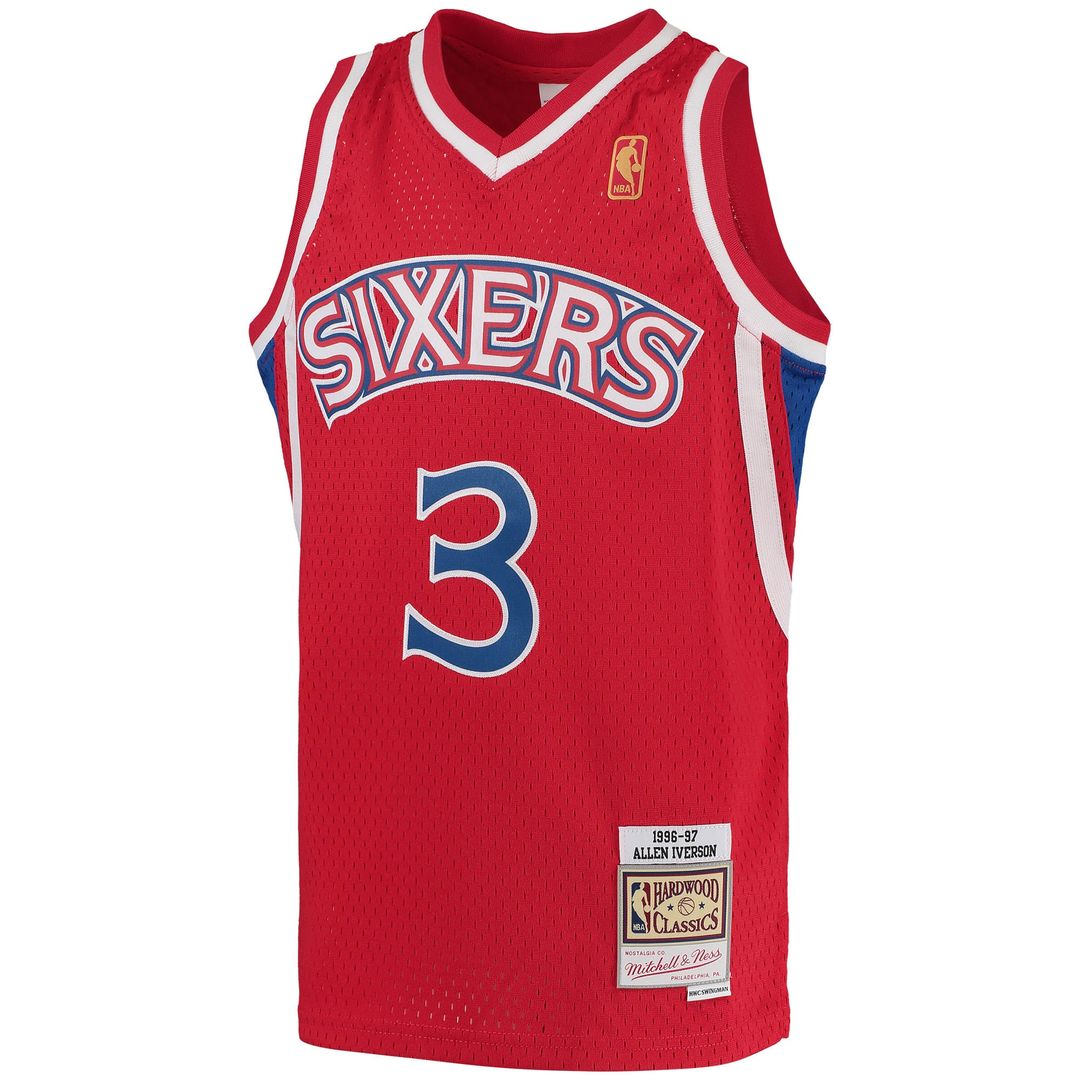 Philadelphia 76ers Allen Iverson Mitchell & Ness Youth 1996/97 Hardwood Classics Swingman Throwback Jersey - Red