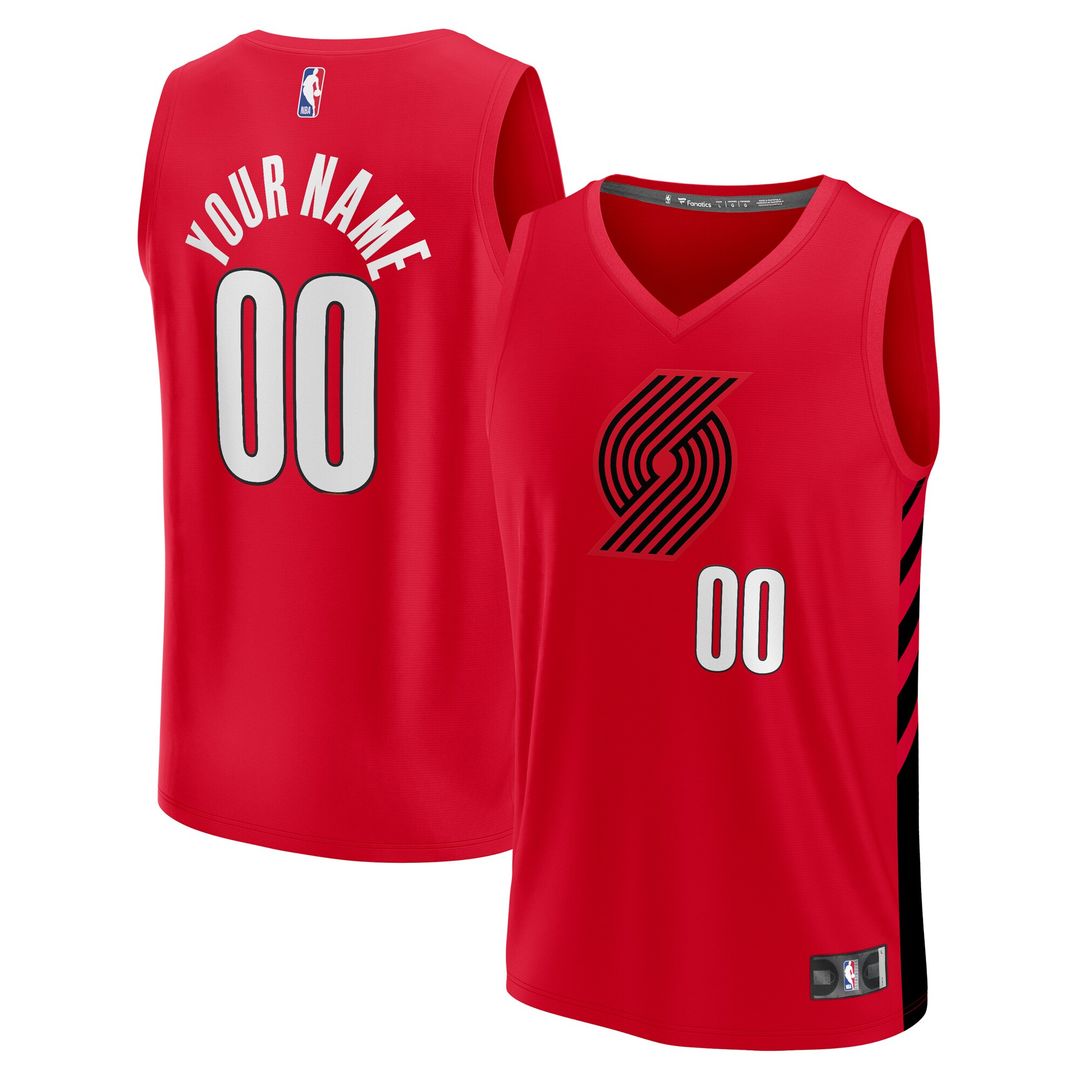 Portland Trail Blazers Fanatics Fast Break Custom Replica Jersey - Red - Statement Edition