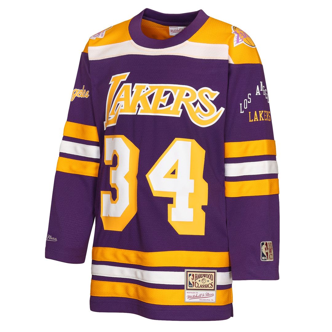 Los Angeles Lakers Shaquille O'Neal Mitchell & Ness Youth Maxxed Out 2.0 Fashion Hockey Jersey - Purple