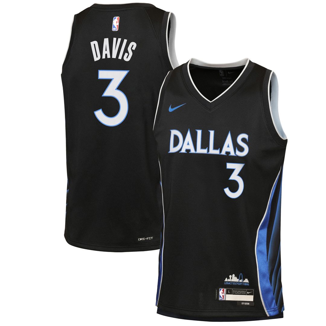 Dallas Mavericks Anthony Davis Nike Youth 2025/26 City Edition Swingman Jersey - Black