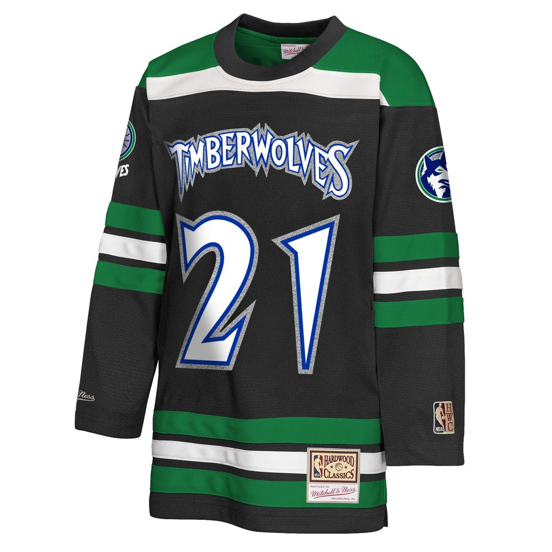Minnesota Timberwolves Kevin Garnett Mitchell & Ness Youth Maxxed Out 2.0 Fashion Hockey Jersey - Black