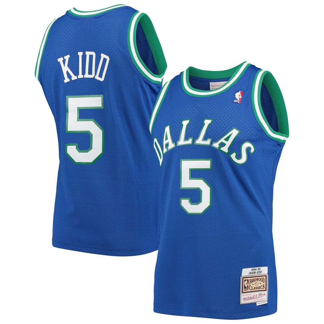 Dallas Mavericks Jason Kidd Mitchell & Ness 1994/95 Hardwood Classics Swingman Jersey - Blue