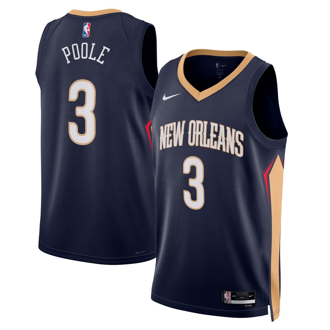 New Orleans Pelicans Jordan Poole Nike Unisex Swingman Jersey - Navy - Icon Edition