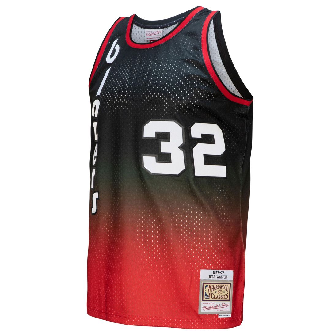 Portland Trail Blazers Bill Walton Mitchell & Ness 1976/77 Hardwood Classics Fadeaway Swingman Player Jersey - Red/Black