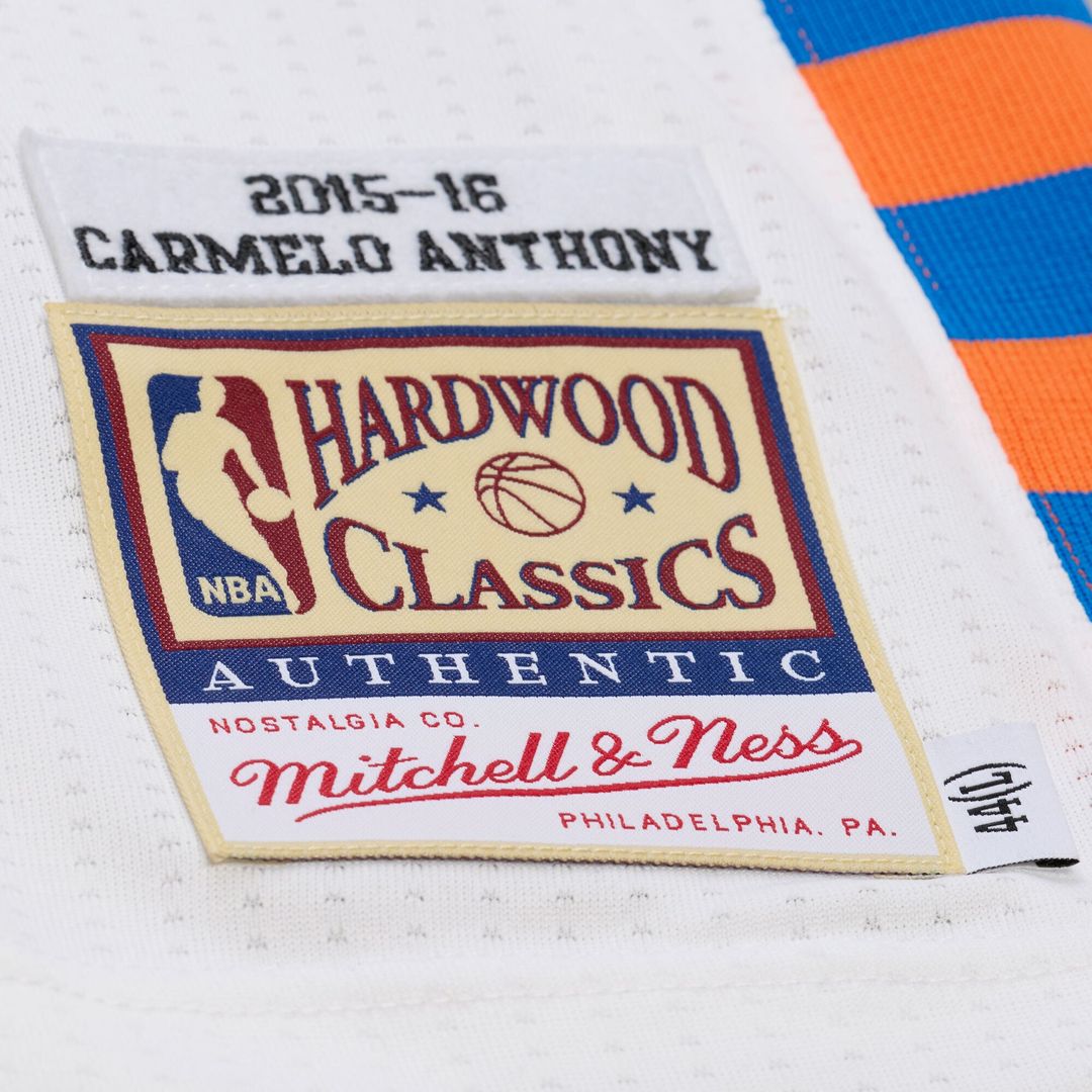 New York Knicks Carmelo Anthony Mitchell & Ness 2015 - 16 Hardwood Classics Authentic Jersey - White