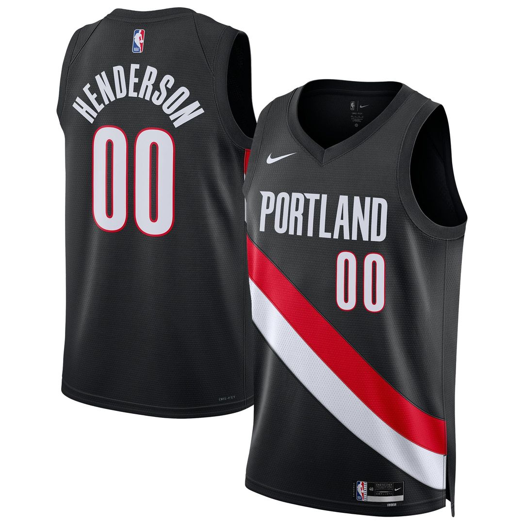 Portland Trail Blazers Scoot Henderson Nike Unisex Swingman Jersey - Icon Edition - Black