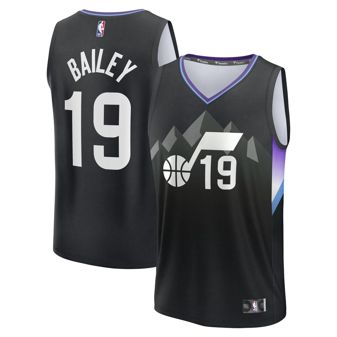 Utah Jazz Ace Bailey Fanatics 2025 NBA Draft First Round Pick Fast Break Replica Jersey - Statement Edition - Black