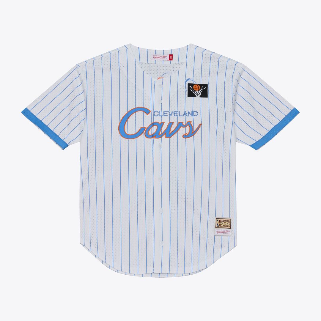 Cleveland Cavaliers Mitchell & Ness Head Coach Pinstripe Mesh Full - Button Baseball Jersey - White
