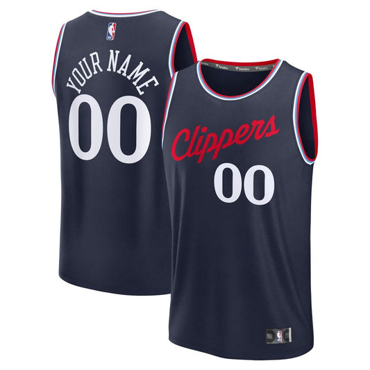 LA Clippers Fanatics Youth Fast Break Custom Replica Jersey - Navy - Icon Edition