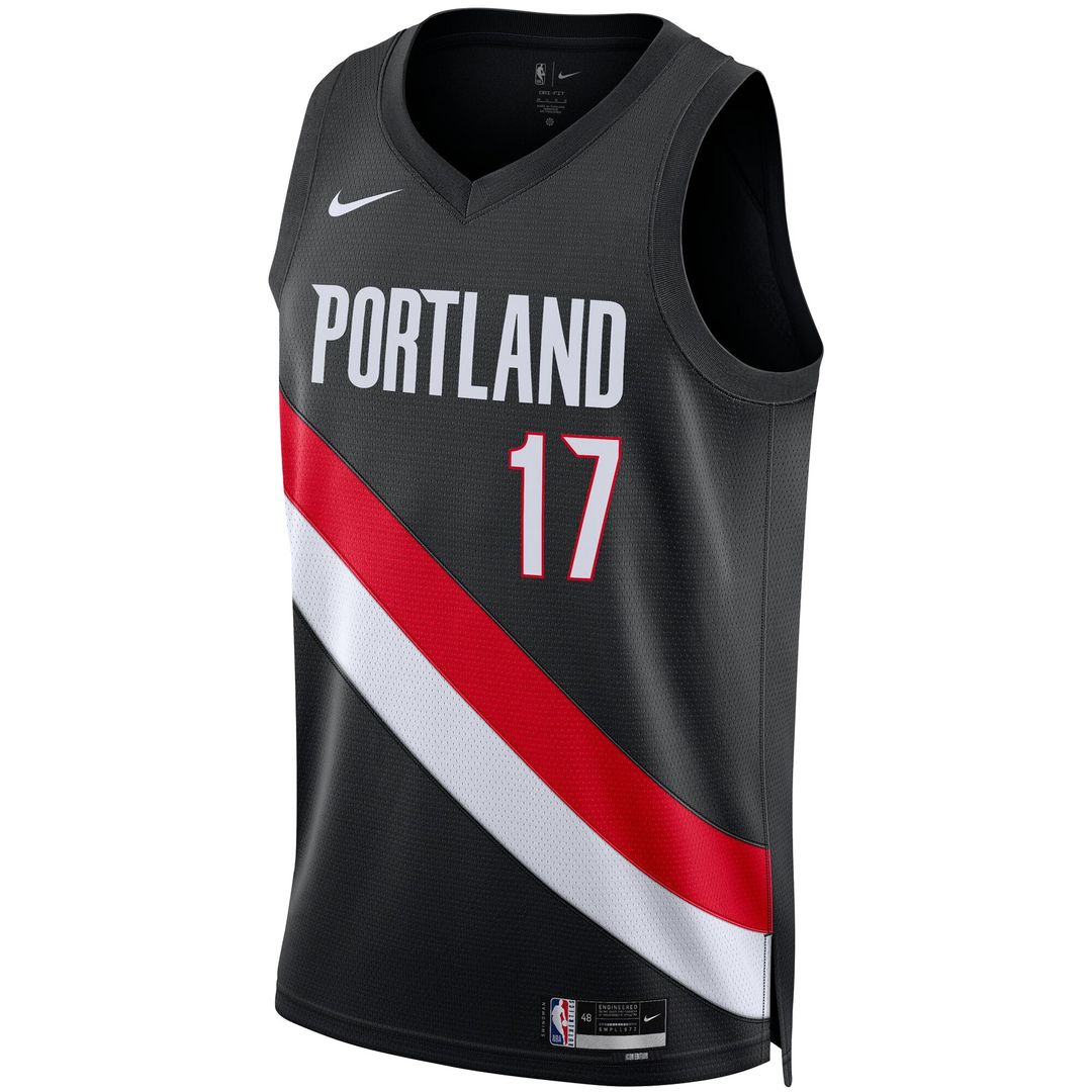 Portland Trail Blazers Shaedon Sharpe Nike Unisex Swingman Jersey - Icon Edition - Black