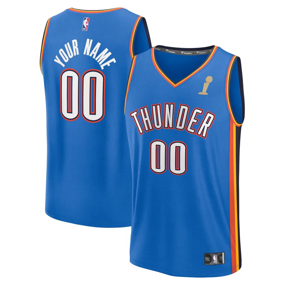 Oklahoma City Thunder Fanatics Youth Blue 2025 NBA Finals Champions Fast Break Replica Custom Jersey - Icon Edition