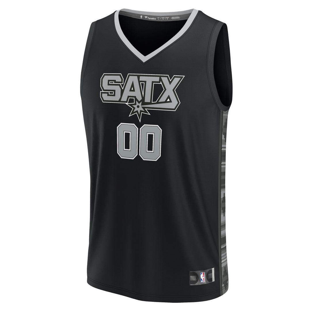 San Antonio Spurs Fanatics Fast Break Custom Replica Jersey - Black - Statement Edition