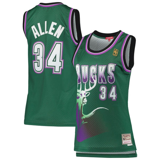 Milwaukee Bucks Ray Allen Mitchell & Ness Women's 1996/97 Hardwood Classics Swingman Jersey - Green