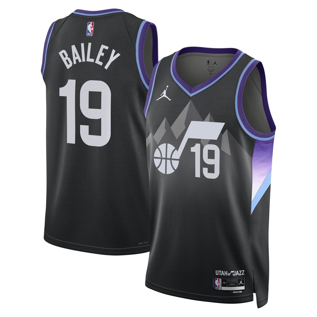Utah Jazz Ace Bailey Jordan Brand Unisex Swingman Player Jersey - Statement Edition - Black