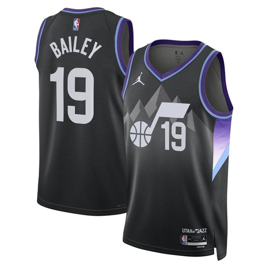 Utah Jazz Ace Bailey Jordan Brand Unisex Swingman Player Jersey - Statement Edition - Black