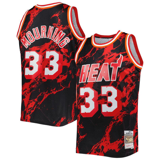 Miami Heat Alonzo Mourning Mitchell & Ness 1996/97 Hardwood Classics Marble Swingman Jersey - Black